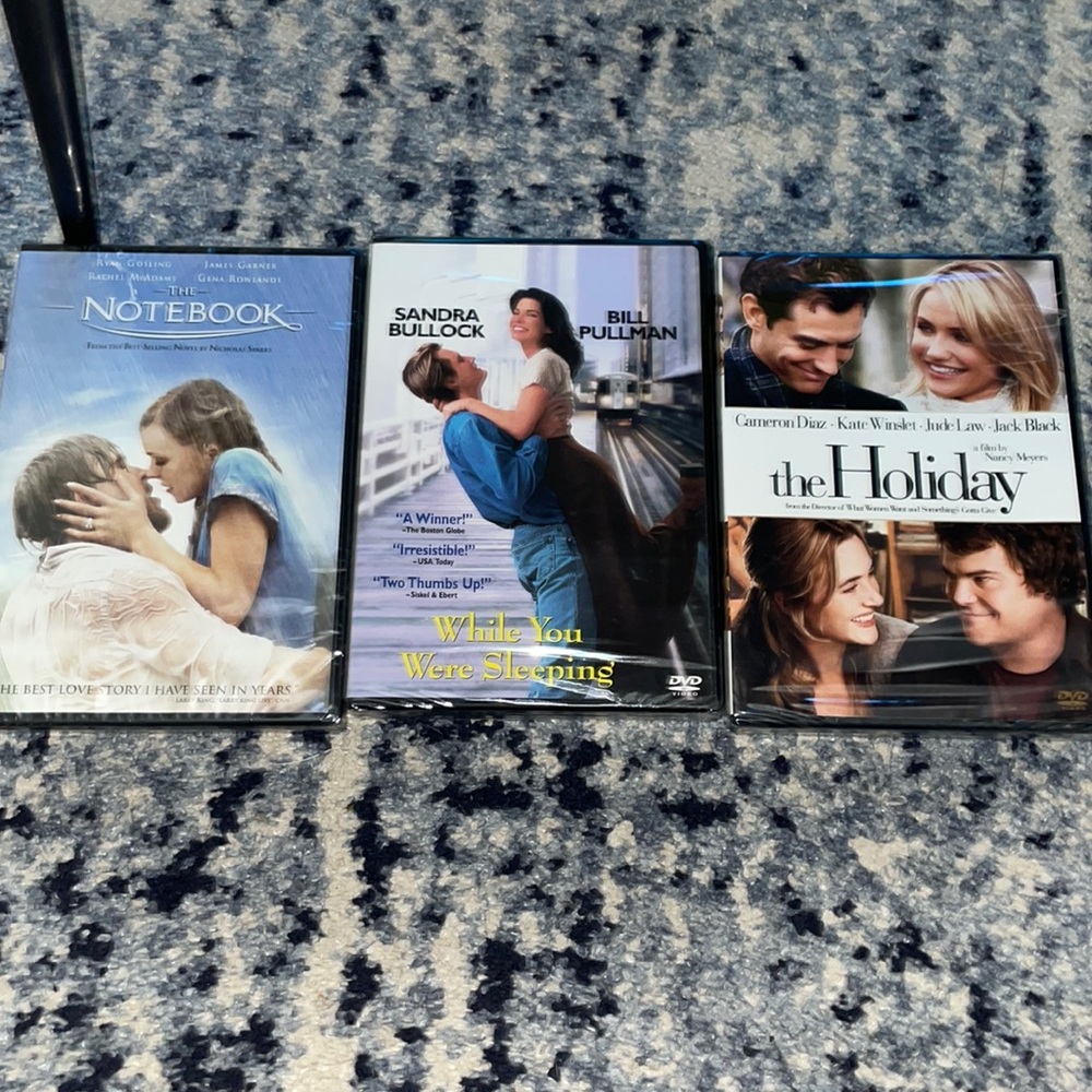 DVDs, The Notebook, While You Were Sleeping and The Holiday